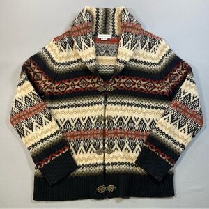 Susan Bristol Shawl Collar Wool Cardigan Sweater, Metal Clasps - Womens Medium